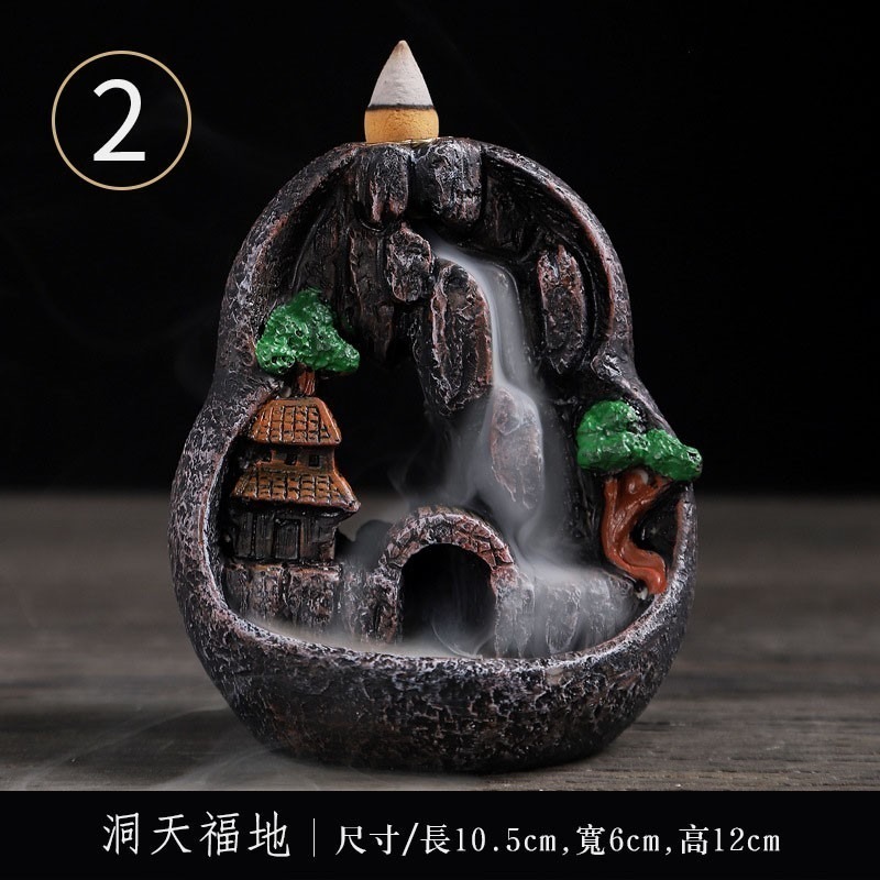 仙境倒流香爐 香座 倒流香 陶瓷 煙香 擺設 室內 居家 風水 檀香 創意 燻香 觀賞用 倒流香塔 香爐底座-細節圖3