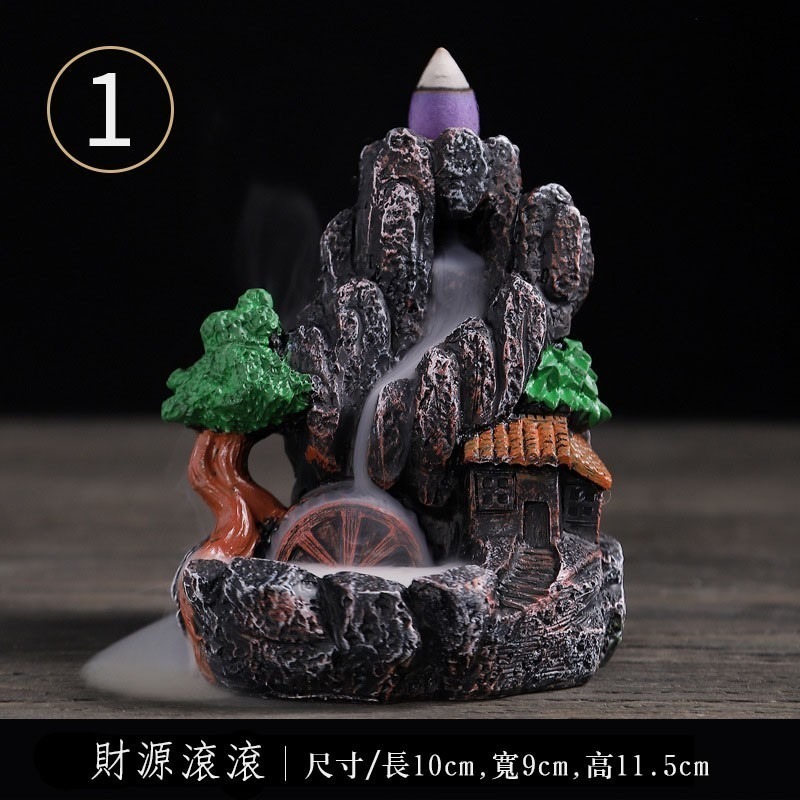 仙境倒流香爐 香座 倒流香 陶瓷 煙香 擺設 室內 居家 風水 檀香 創意 燻香 觀賞用 倒流香塔 香爐底座-細節圖4