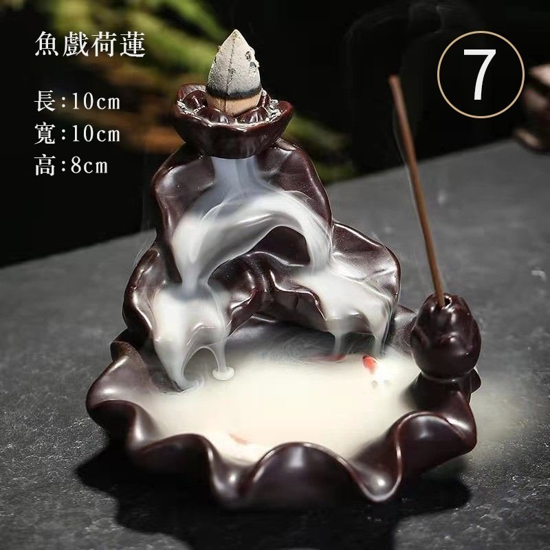 仙境倒流香爐 香座 倒流香 陶瓷 煙香 擺設 室內 居家 風水 檀香 創意 燻香 觀賞用 倒流香塔 香爐底座-細節圖5