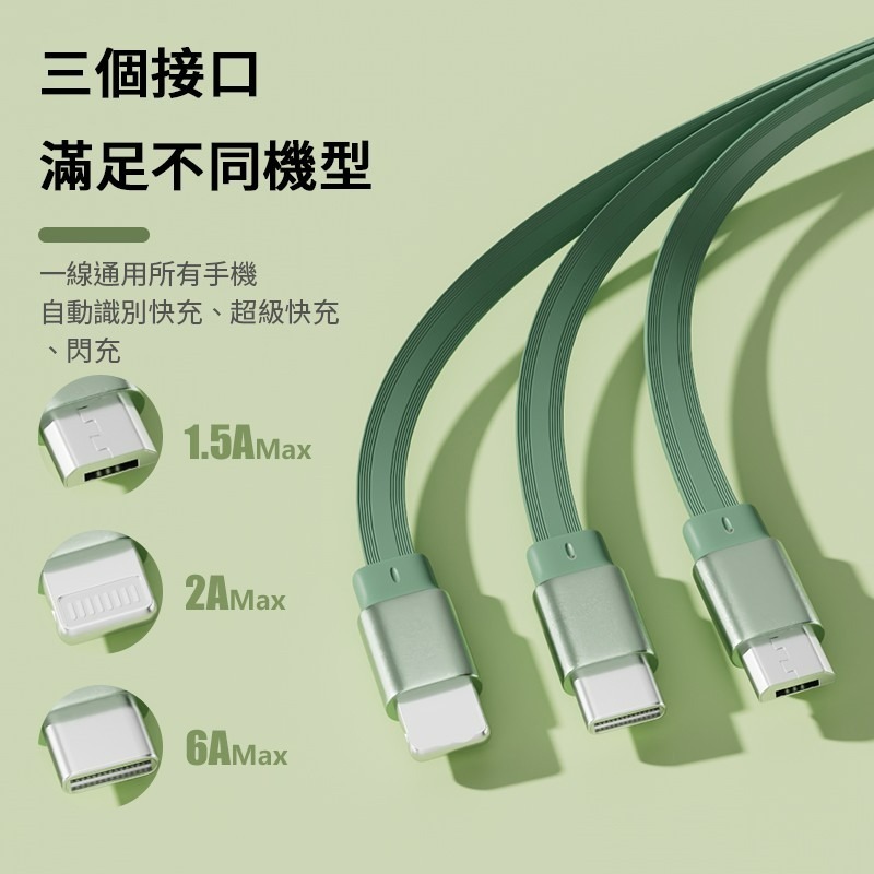 斯科利 伸縮三合一充電線 傳輸線 快充線 閃充線 扁線 攜帶方便 安卓 蘋果 通用接口 可拉升長度 旅行必備 Type--細節圖3