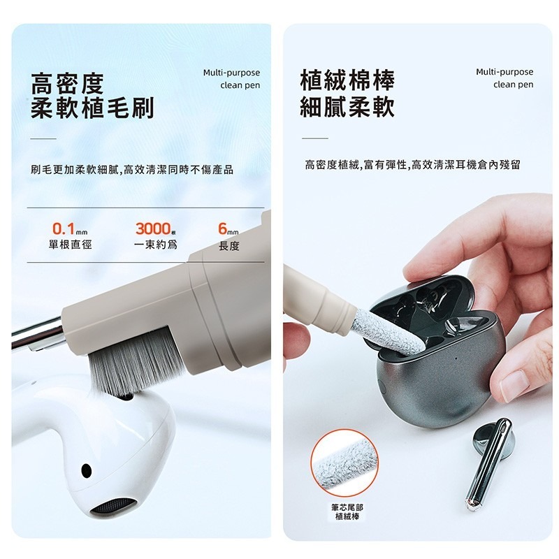 GUX清潔筆 手機清潔筆 鍵盤清潔 耳機清潔筆 AirPods 藍芽耳機 筆電清潔 相機清潔 清潔工具 清潔筆刷-細節圖4