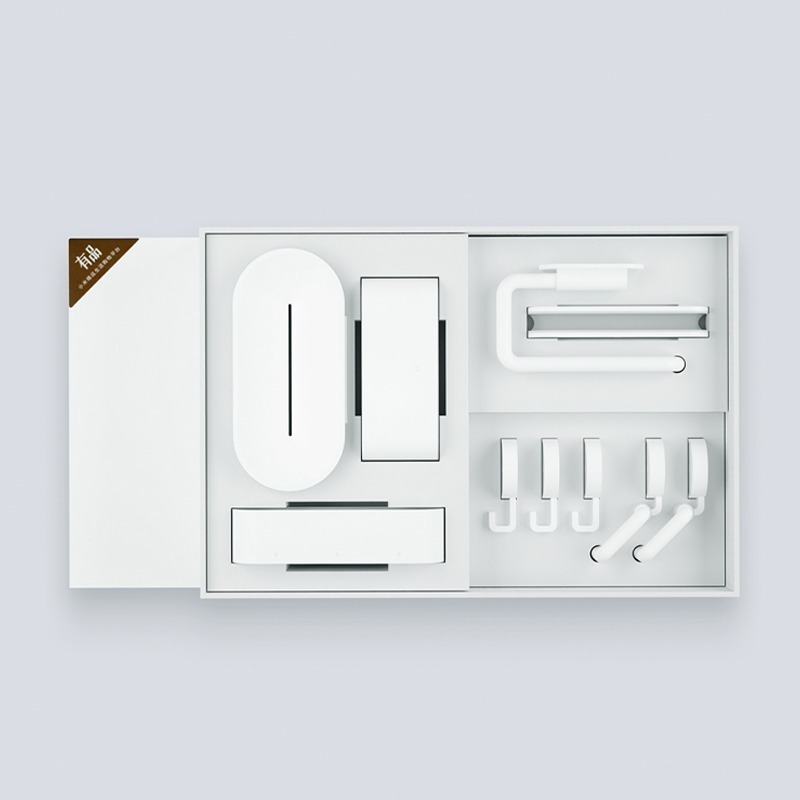 悅生活衛浴組合裝  浴室收納 肥皂盒 收納盒  組合使用 拖把掛鉤 分類收納 小掛鉤 牙刷盒 紙巾架 衛浴神器 衛浴置物-細節圖8