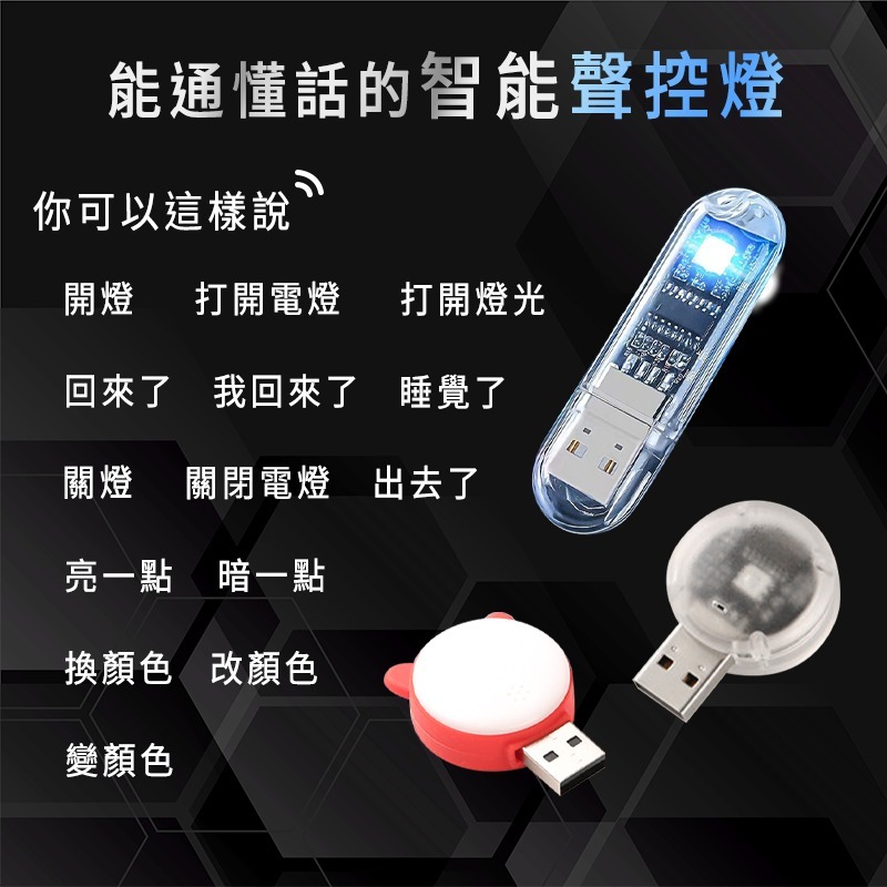 USB智能語音小夜燈 USB小夜燈 車用智能小燈 智能AI語音燈 智能語音燈 即插即用 無需連網路 智能燈 語音控制-細節圖6