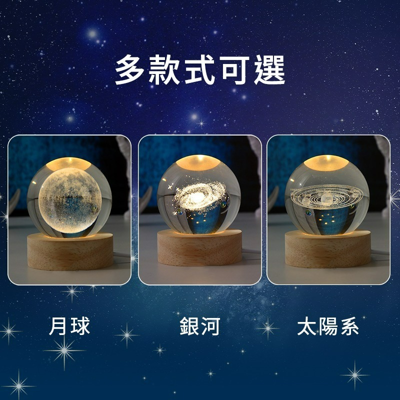 水晶球小夜燈 宇宙銀河系列小夜燈 實木底座發光水晶 交換禮物 夜燈 氛圍燈 裝飾擺件 星空燈 桌面小夜燈 夜燈-細節圖5