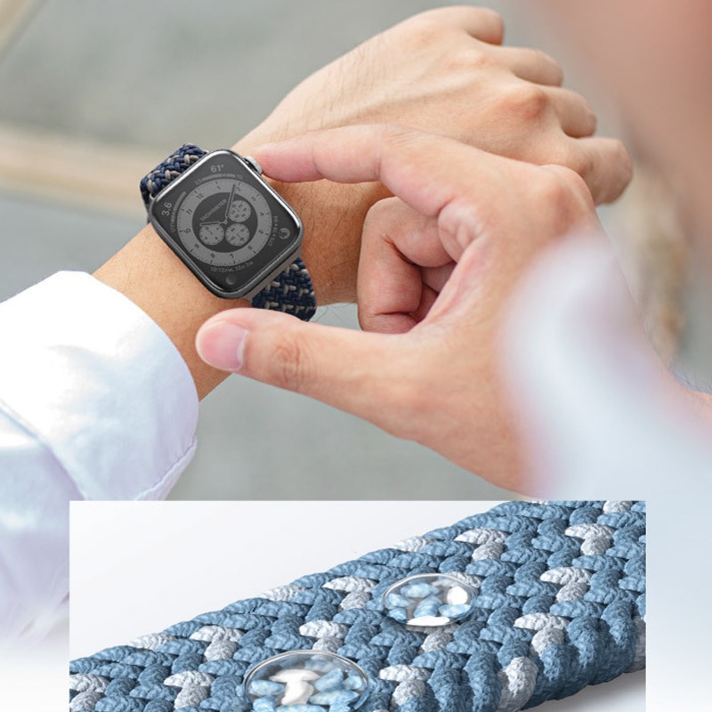 UNIQ Aspen DE 雙色防潑水高彈力編織單圈錶帶 for Apple Watch 蘋果手錶專用 錶帶 適用蘋果-細節圖2