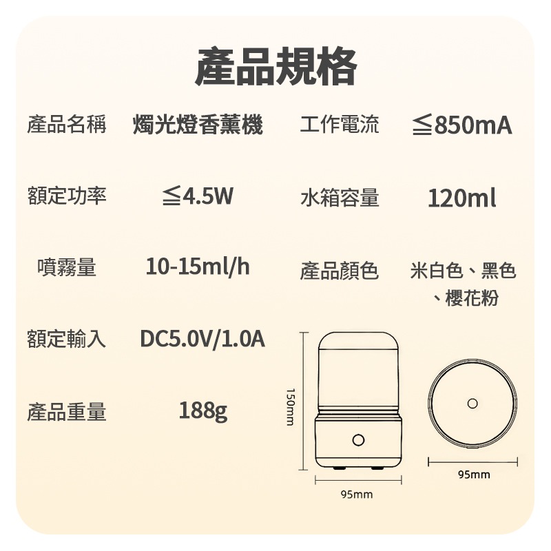 LARMI樂米燭光燈香薰機 精油薰香機 香燻機 水氧機 小夜燈 水氣機 霧化機  靜音霧化香薰燈 薰香燈 加濕器-細節圖9