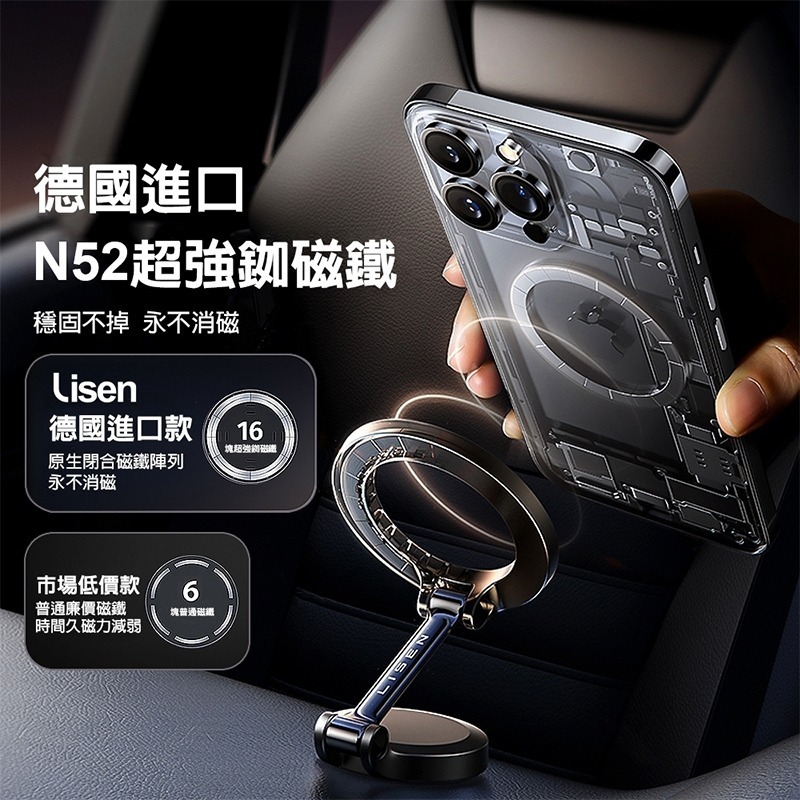 LISEN Magsafe 環月磁吸車用支架 磁吸車用支架 車用支架 磁吸支架 magsafe支架 車用商品 車載-細節圖6