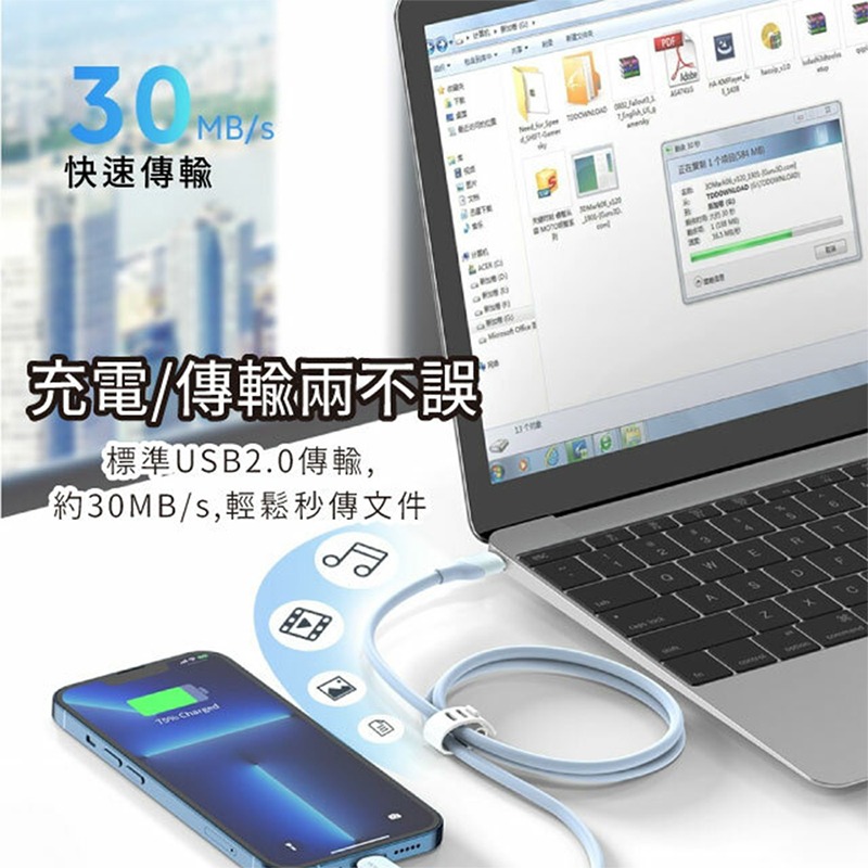 KUULAA 真液態矽膠MFI數據線 PD 閃充 充電線 快充線 Type-C USB-A 傳輸線 數據線 快速充電線-細節圖5