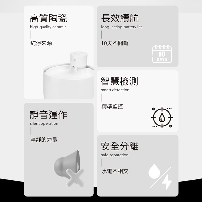 喝不停 AquaLux 寵物智能陶瓷飲水機 貓狗寵物智慧陶瓷飲水機 寵物飲水機 陶瓷 智慧飲水機 長效續航 易清潔 靜音-細節圖2