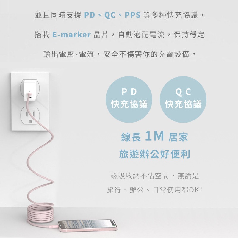 Allite Easy Cable 磁吸收納編織快充線 磁吸快充線  TYPE-C快充線  USB-C to USB-C-細節圖8