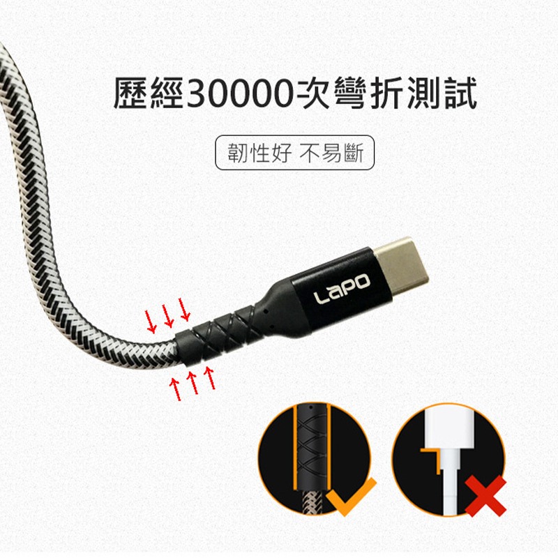 LaPO Type-C to Lightning PD MFI充電傳輸線 IPhone充電傳輸線 蘋果充電線 PD快充線-細節圖2