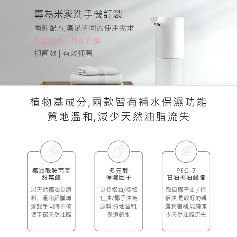 小米米家 自動洗手機洗手液 抑菌 胺基酸 洗手液 補充液 洗手乳 洗手精 滋潤 補充包 補充罐 泡沫洗手器 給皂機-細節圖3
