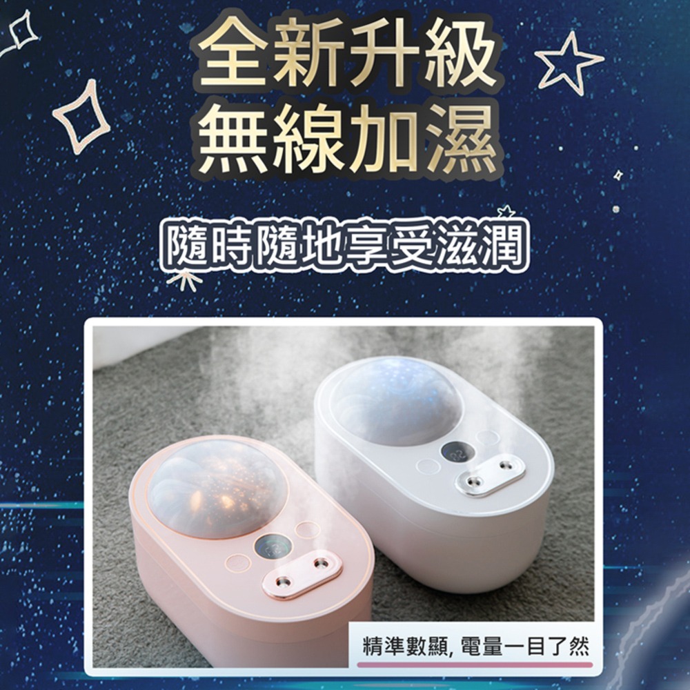 星空投影加濕器 星空雙噴加濕器 香薰機 夜燈 星空燈 USB充電無線 加濕器 大容量 香氛機 空氣加濕機 保濕 投影燈-細節圖6