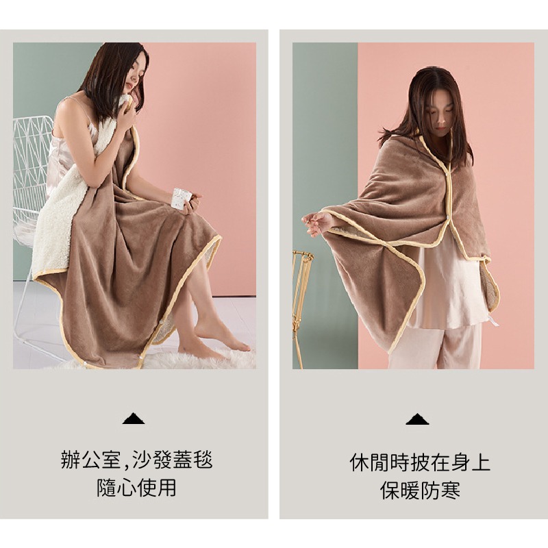 懶人毯 披風披肩 毛毯 午睡毯 披肩毯 車內毯 法蘭絨毯 保暖毯 冬天 沙發毯 冬季必備 毯子 羊羔絨 台灣現貨不必等-細節圖2