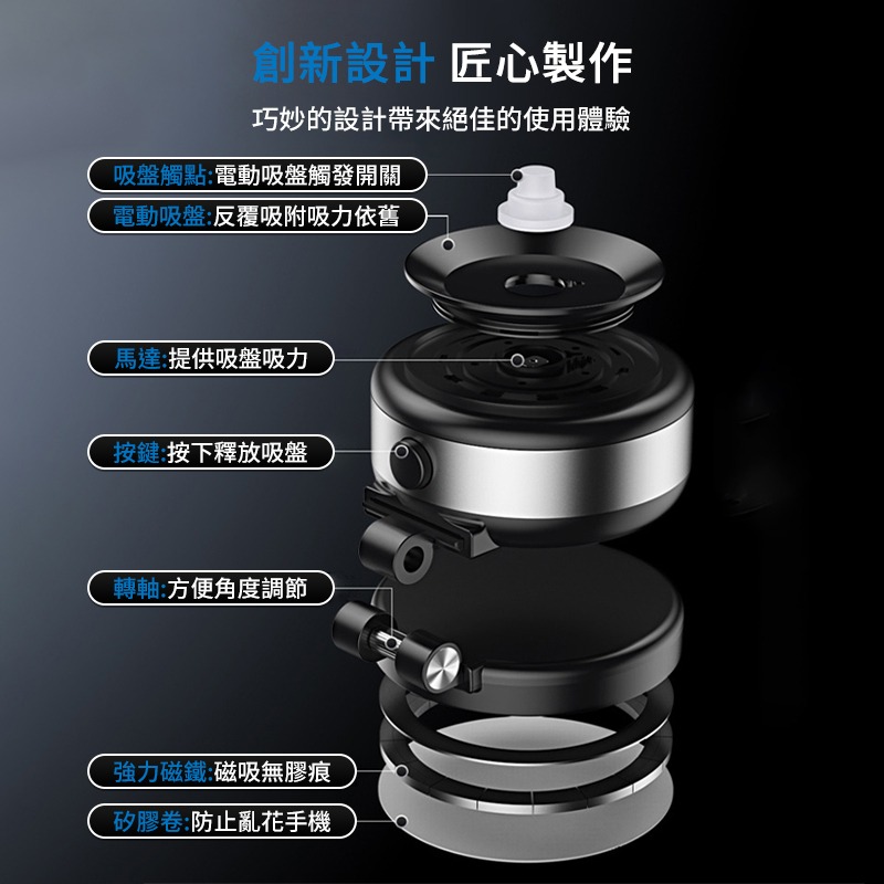 MOZTECH 真空吸盤手機支架 真空吸盤 手機支架 車用 真空吸力支架 可調式 強力吸盤 吸盤式支架-細節圖3