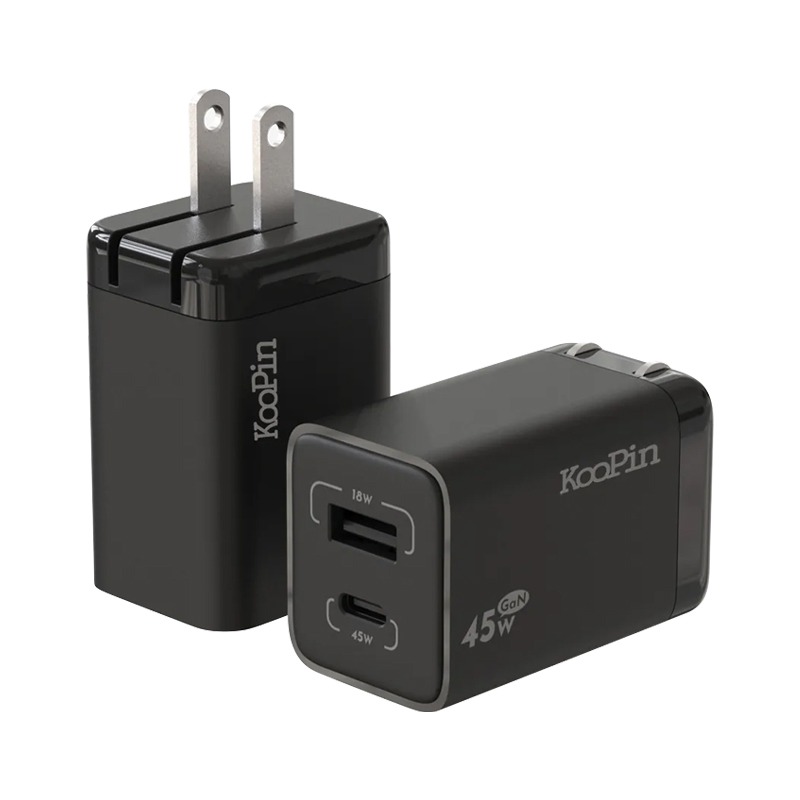 KooPin 氮化鎵 45W快速充電器（USB-A＋Type-C) 氮化鎵 PD充電孔 旅充 豆腐頭 快充 電源供應器-規格圖9