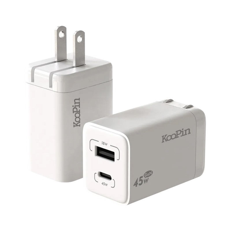 KooPin 氮化鎵 45W快速充電器（USB-A＋Type-C) 氮化鎵 PD充電孔 旅充 豆腐頭 快充 電源供應器-規格圖9