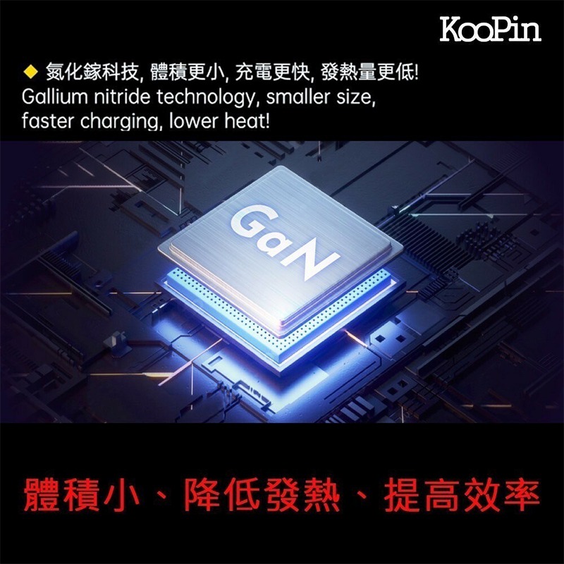 KooPin 氮化鎵 45W快速充電器（Type-C＋Type-C) 氮化鎵 PD充電孔 旅充 豆腐頭 快充 電源供應器-細節圖5