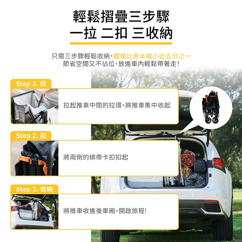 bonson多功能摺疊大推車 折疊收納手推車 折疊購物車 升級平拉 手推車 折疊推車 露營推車 菜籃車 收納推車-細節圖5