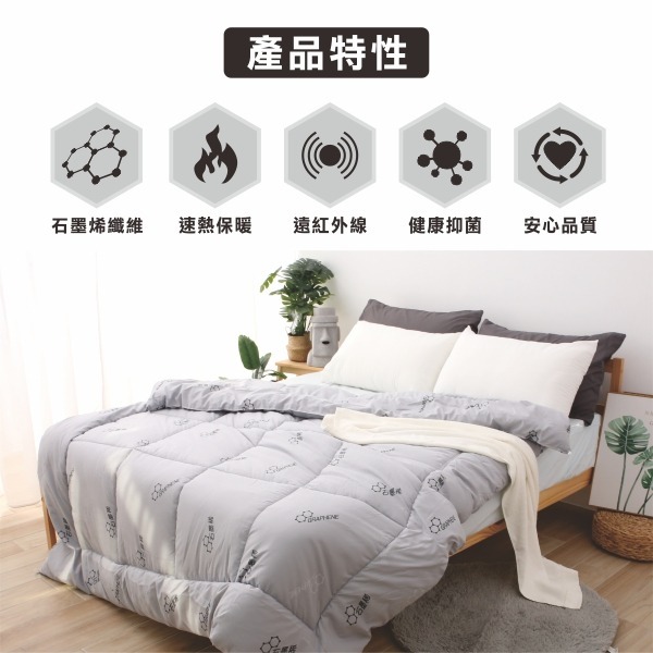石墨烯被 (石墨烯導熱速暖被) 冬被 寢具 被胎 被心 保暖雙人被 棉被 恐龍先生賣好貨-細節圖2