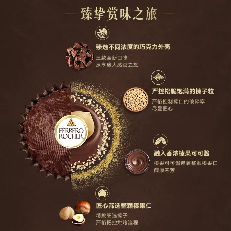 熱銷現貨🔥金莎巧克力 三重奏 榛果可可 15入 進口零食 禮盒-細節圖4