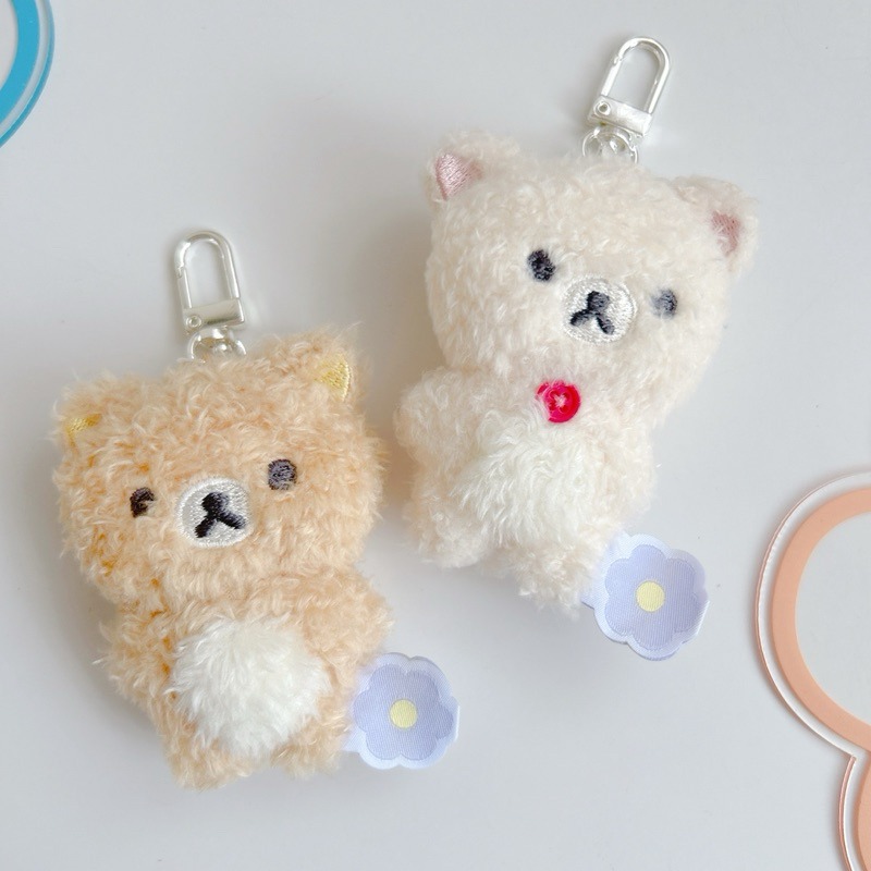 現貨🔥日本 正版 Rilakkuma 拉拉熊 花朵絨毛 娃娃吊飾-細節圖6