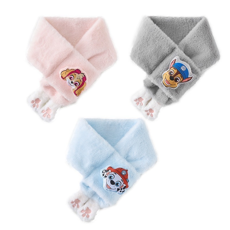 正版汪汪隊【萌趣汪汪隊兒童圍巾】獨特腳印造型 保暖圍巾手套 兒童保暖用品 絨毛圍巾 阿奇 毛毛 天天-細節圖3