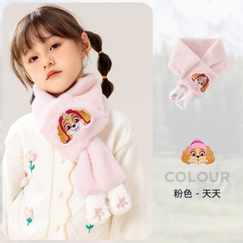 正版汪汪隊【萌趣汪汪隊兒童圍巾】獨特腳印造型 保暖圍巾手套 兒童保暖用品 絨毛圍巾 阿奇 毛毛 天天-規格圖7