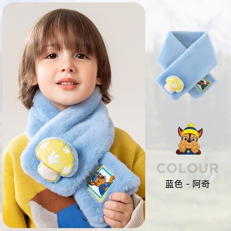 正版汪汪隊【萌趣汪汪隊兒童圍巾】獨特腳印造型 保暖圍巾手套 兒童保暖用品 絨毛圍巾 阿奇 毛毛 天天-規格圖7