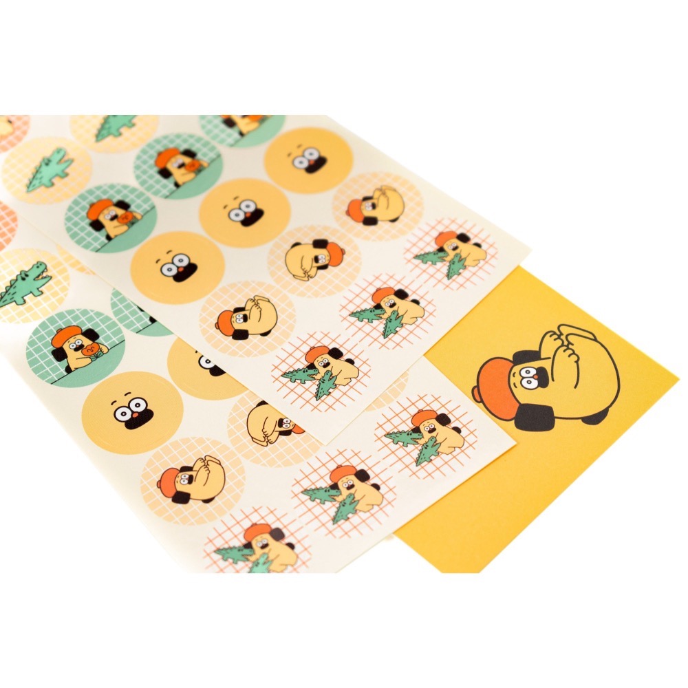 ⎪厭物日.studio⎪日本 插畫家 OHIGEnoPON 胡子碰碰圓形貼紙 鱷魚款-細節圖4