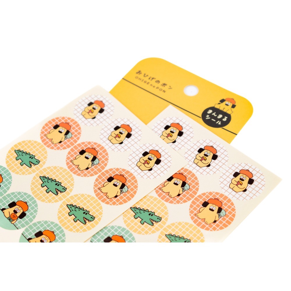 ⎪厭物日.studio⎪日本 插畫家 OHIGEnoPON 胡子碰碰圓形貼紙 鱷魚款-細節圖5