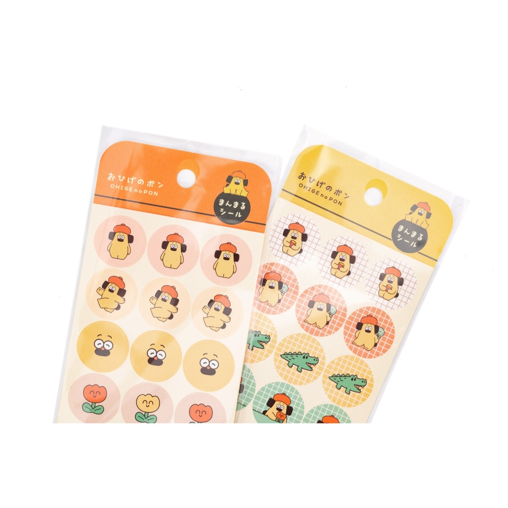 ⎪厭物日.studio⎪日本 插畫家 OHIGEnoPON 胡子碰碰圓形貼紙 鱷魚款-細節圖3