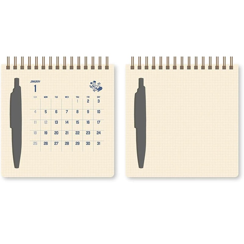 ⎪厭物日.studio⎪日本插畫家＿小尾洋平ob1toy＿2026年月曆＿塗鴉線圈月曆本＿贈送Anterique筆一支-細節圖3