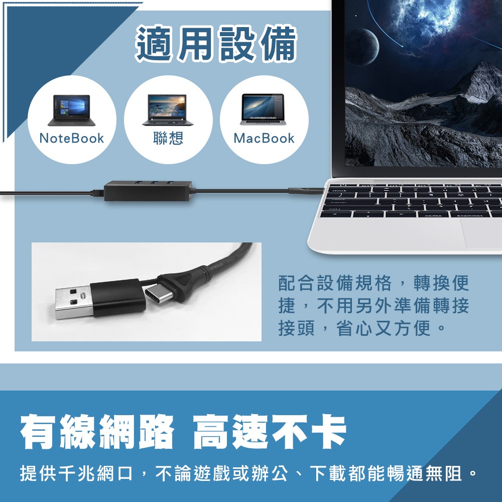 CX USB3.2 1G網路 3種款式 USB 擴充 台灣晶片 USB 3.0 網路卡 集線器5G速度 獨-細節圖5