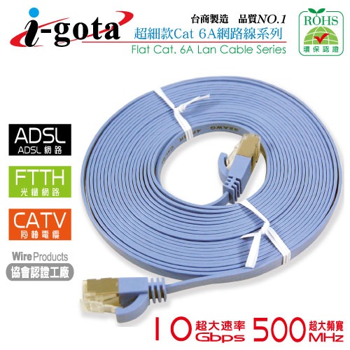 CX CAT6A 超高速 網路線 扁線 CAT.6A 水藍色 cat6a 適用機房伺服器 適用電競-細節圖6