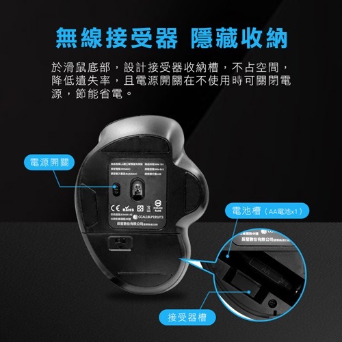 QStyle 舒適紓壓人體工學無線光學鼠(WM-181)-細節圖3