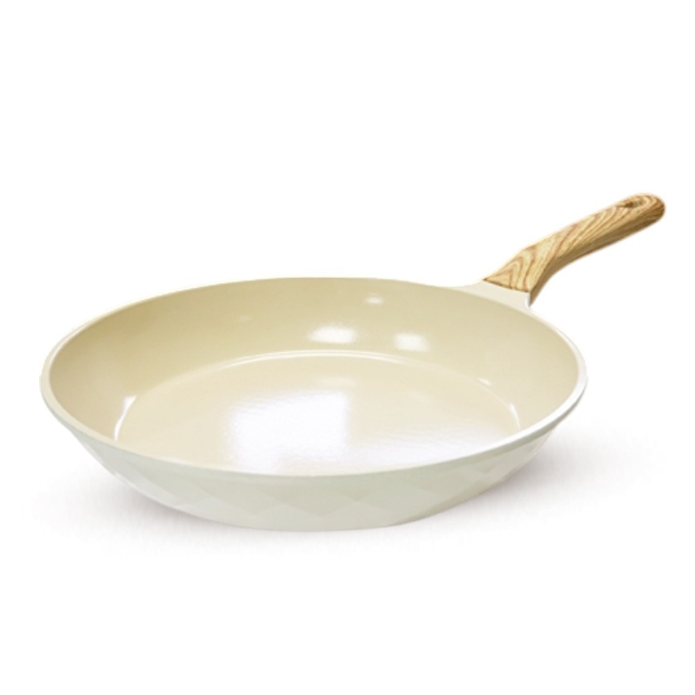 【韓國EVERLOCK】28cm鈦晶不沾鑽石平底鍋(松露白)EL-F28-W01-細節圖2