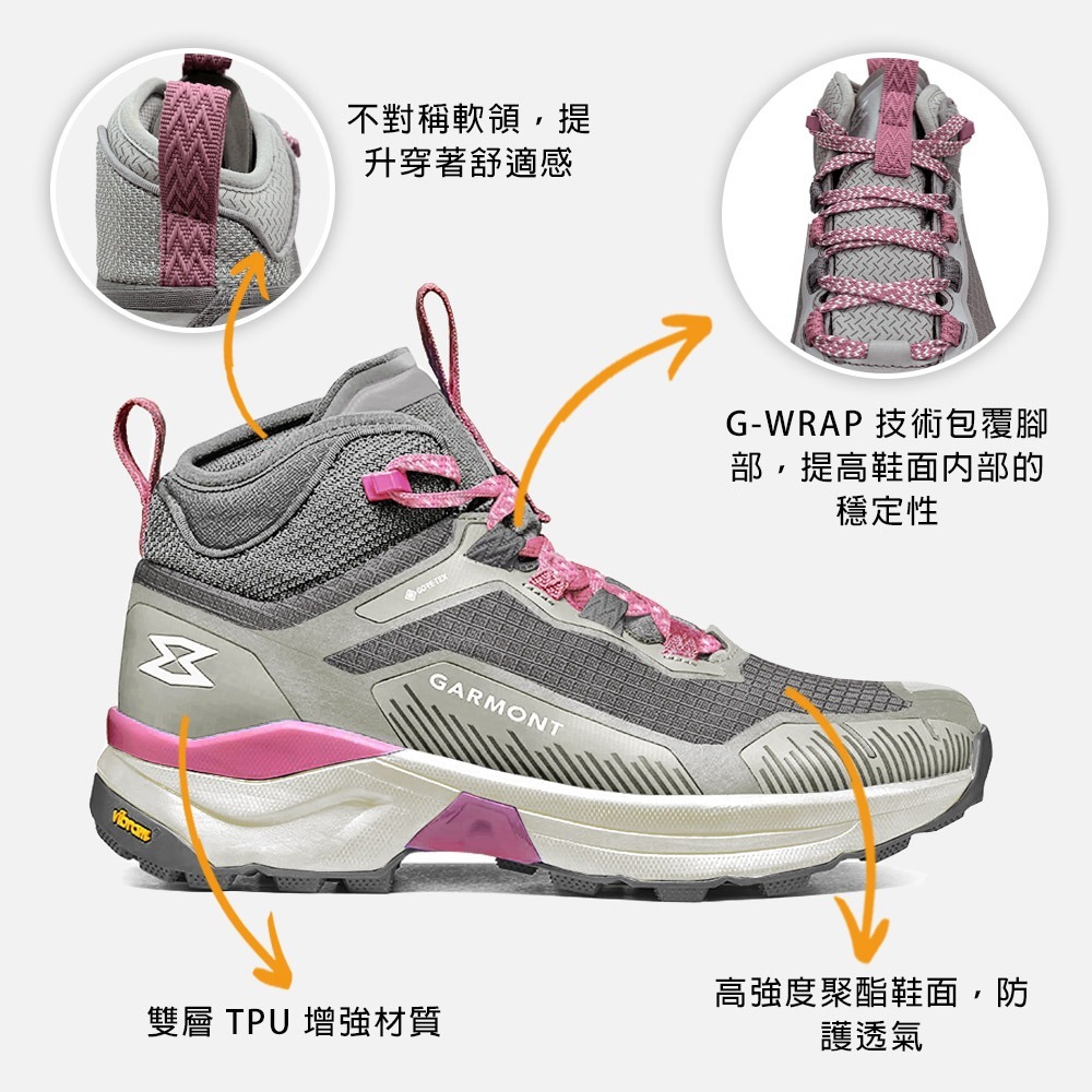 Garmont 女款GTX中筒越野疾行健走鞋 9.81 Engage MID 002912｜黃金大底 GoreTex-細節圖5