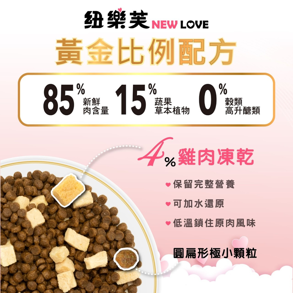 【毛小孩】紐樂芙new-love-無穀貓飼料( 幼貓、體重控制、化毛、泌尿道保健、護膚亮毛 機能飼料)  300g/包-細節圖6