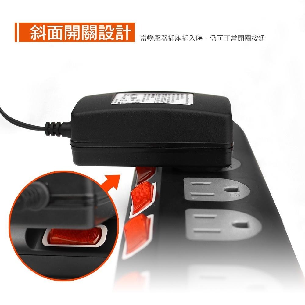 群加 PowerSync 7開6插防雷擊抗搖擺延長線(加大間距)/台灣製造/1.8m(TS6B0018)-細節圖6