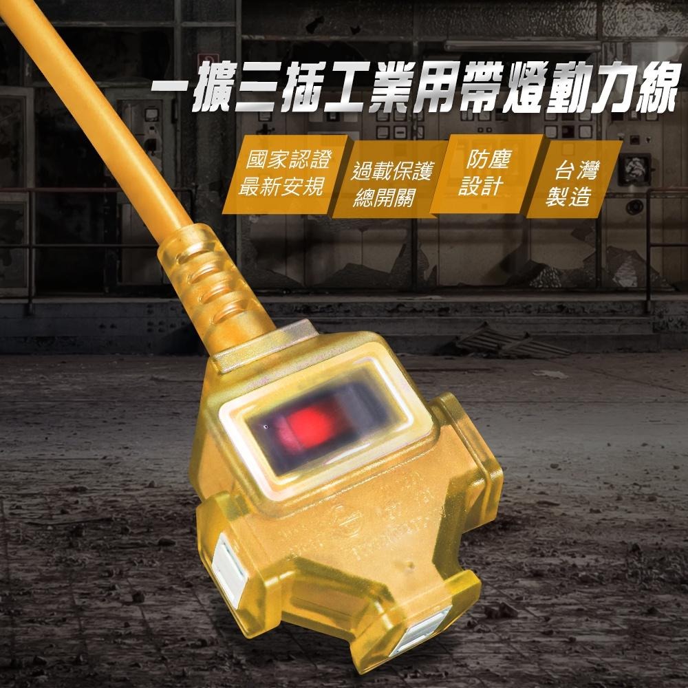 群加 PowerSync台製2P 1擴3插動力線/露營裝備/過載保護/奶茶/軍綠/黃/紅/藍/橘/5m/10m/15m-細節圖5