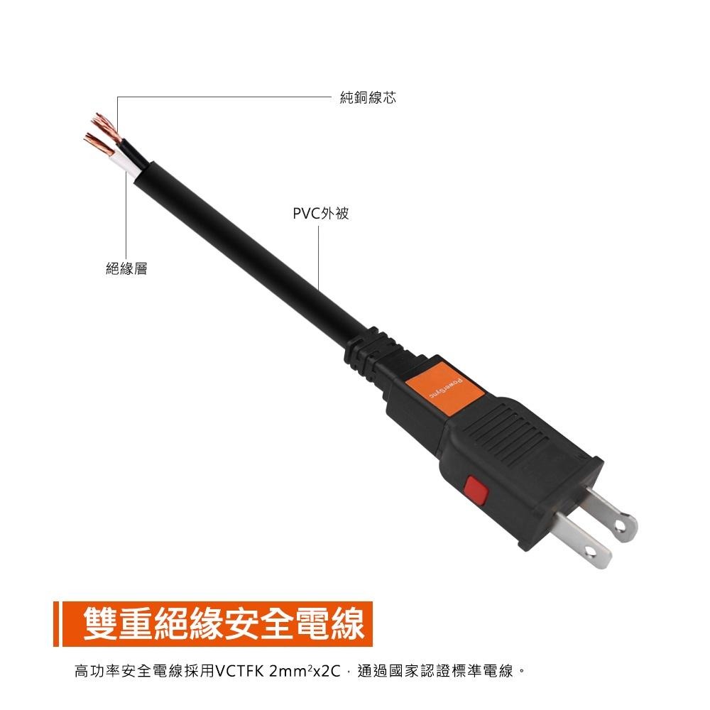 群加 PowerSync 2P 過載斷電中繼延長線/台灣製造/1.8m/2.7m/4.5m/黑色/白色-細節圖4