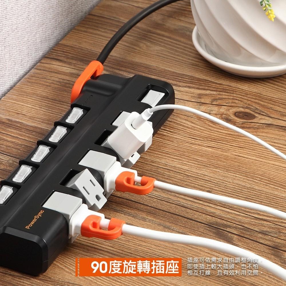 群加 PowerSync 6開5插防雷擊抗搖擺旋轉延長線/2色/1.8M(TR5X9118/TR5X0118)-細節圖7
