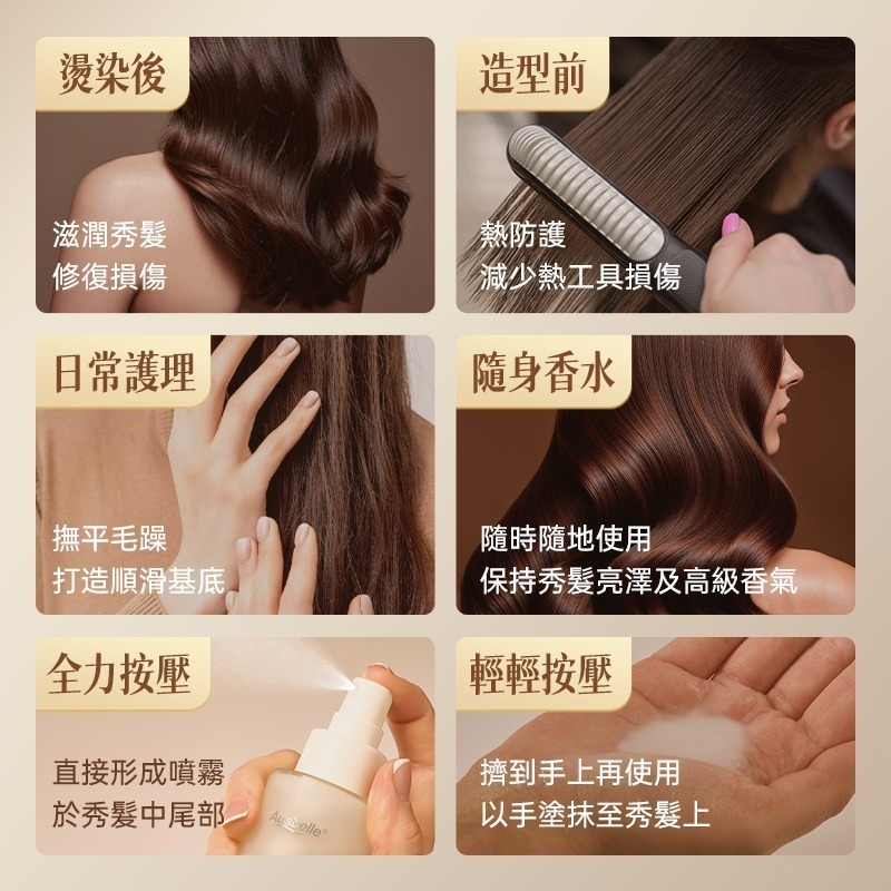 【Ausbelle】黃金海岸精油香氛護髮噴霧 15ml  100ml-細節圖4