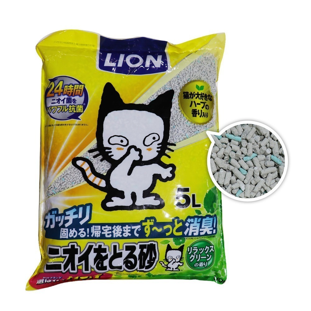 日本LION 除臭貓砂 礦砂5L 《無香味/花香味/植物香/變色款/強效除臭款(7歲以上適用)》-規格圖3