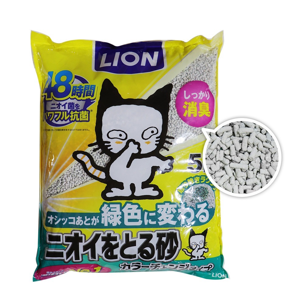日本LION 除臭貓砂 礦砂5L 《無香味/花香味/植物香/變色款/強效除臭款(7歲以上適用)》-規格圖1