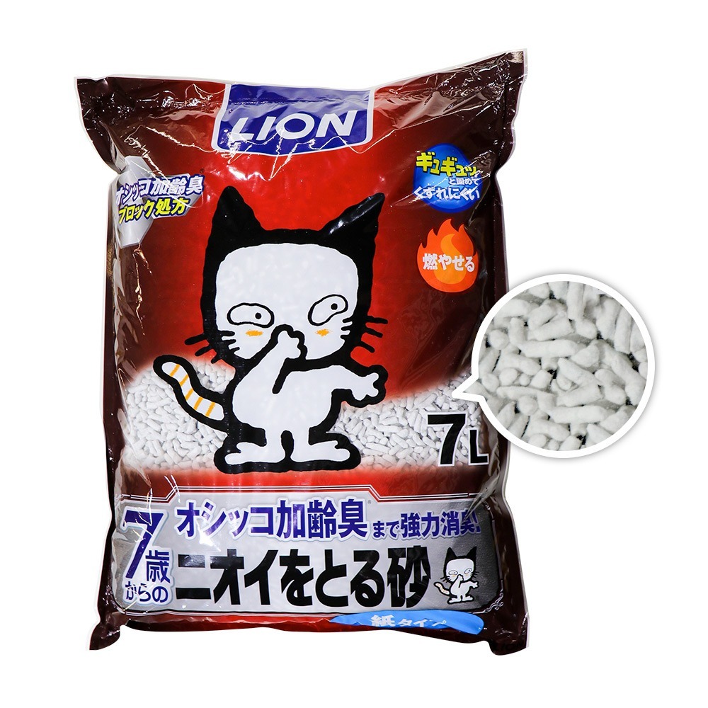 日本LION 除臭貓砂 紙砂7L-規格圖1