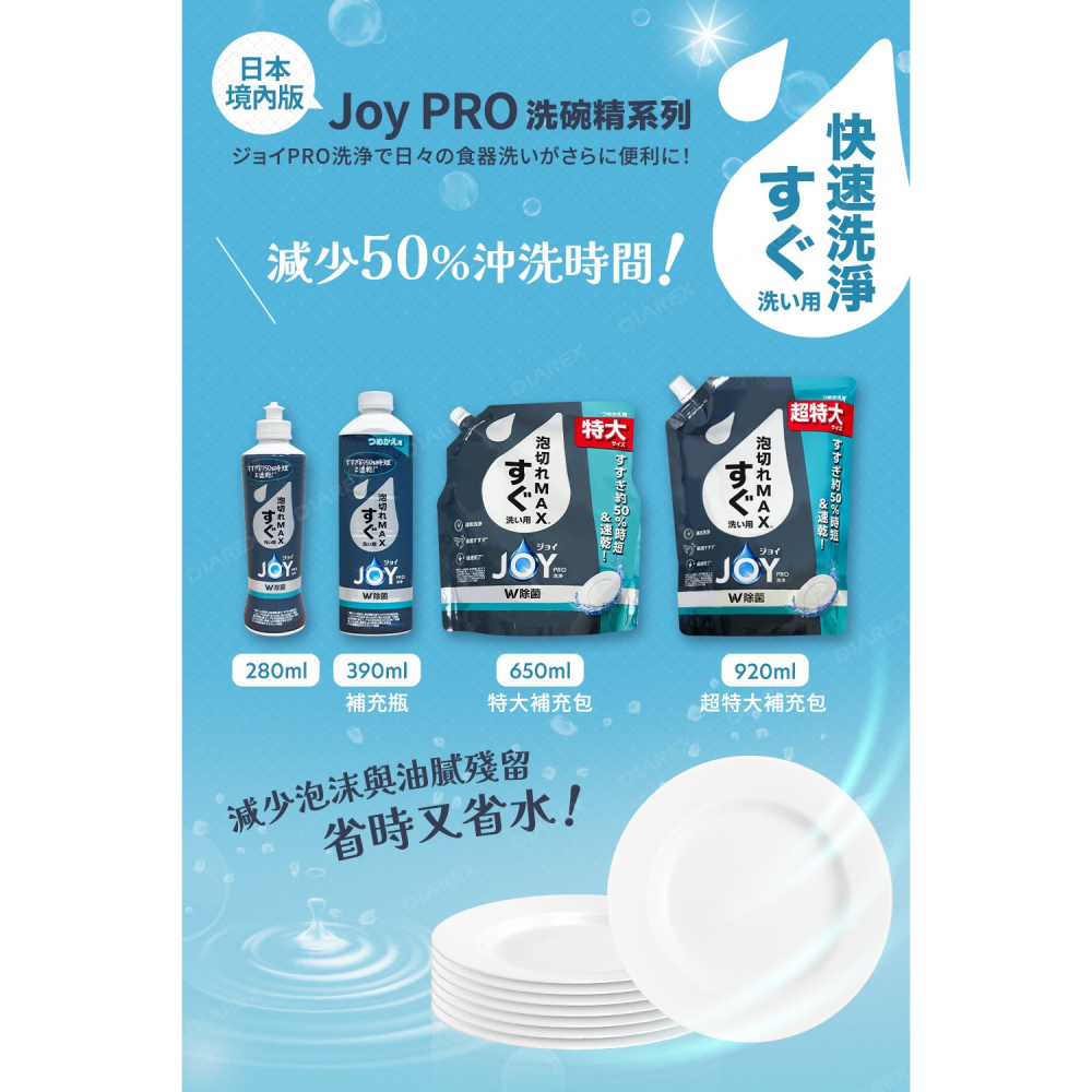 日本P&G 速淨 JOY PRO系列洗碗精 「日本境內版」(280ml／390ml／650ml / 920ml)-細節圖2