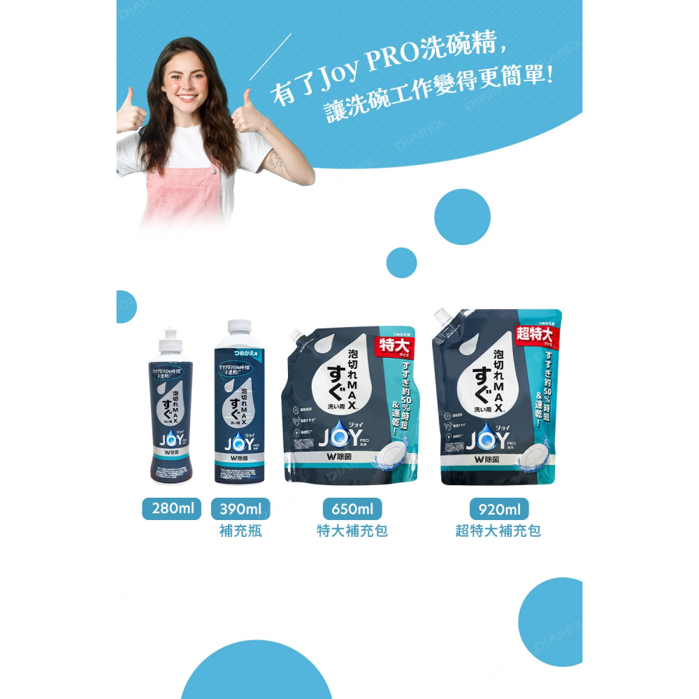 日本P&G 速淨 JOY PRO系列洗碗精 「日本境內版」(280ml／390ml／650ml / 920ml)-細節圖5