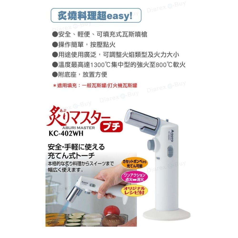 日本SOTO 填充型炙燒噴槍 KC-402WHEXP  日本製造瓦斯噴槍 / 單手用/附底座-細節圖4